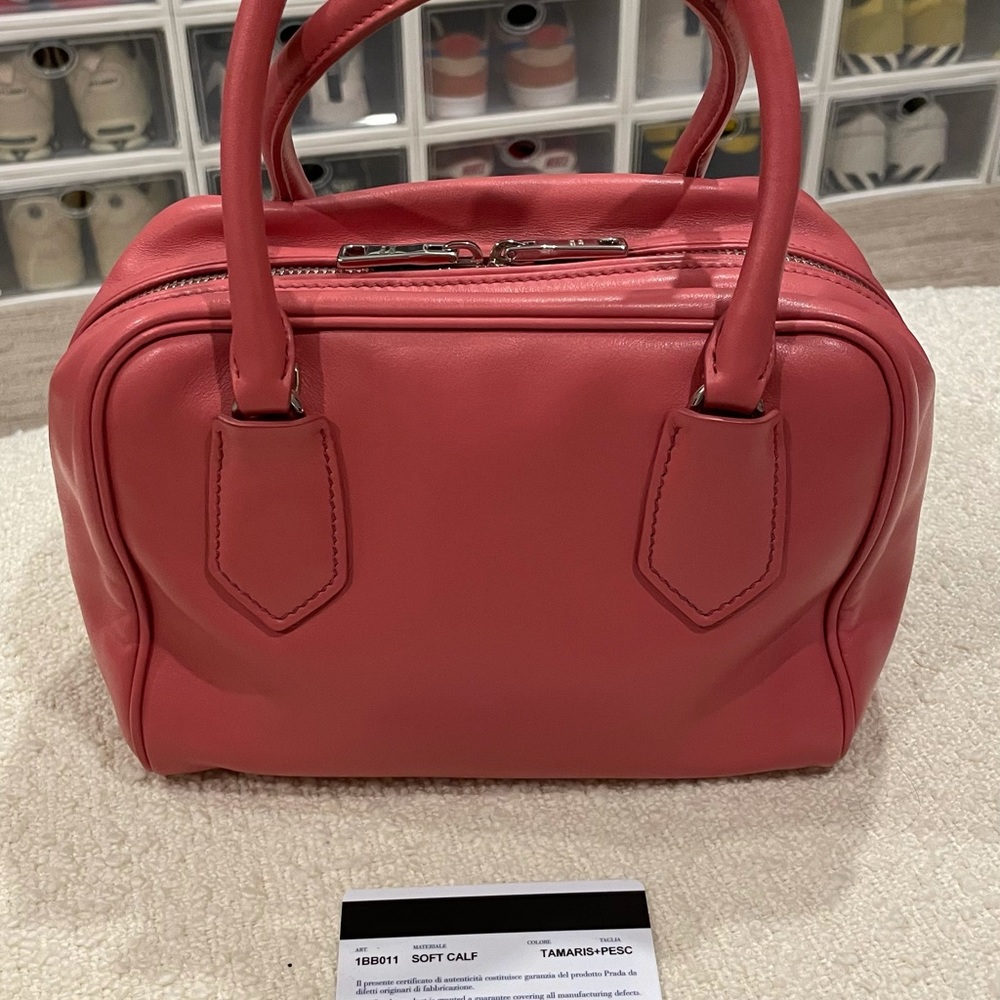 Prada Bauletto Inside Soft Calfskin Small Pink Leather Satchel - Picture 4 of 5